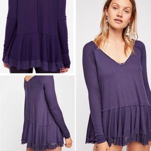 We The Free Tangerine Peplum Long Sleeve Top Sz S